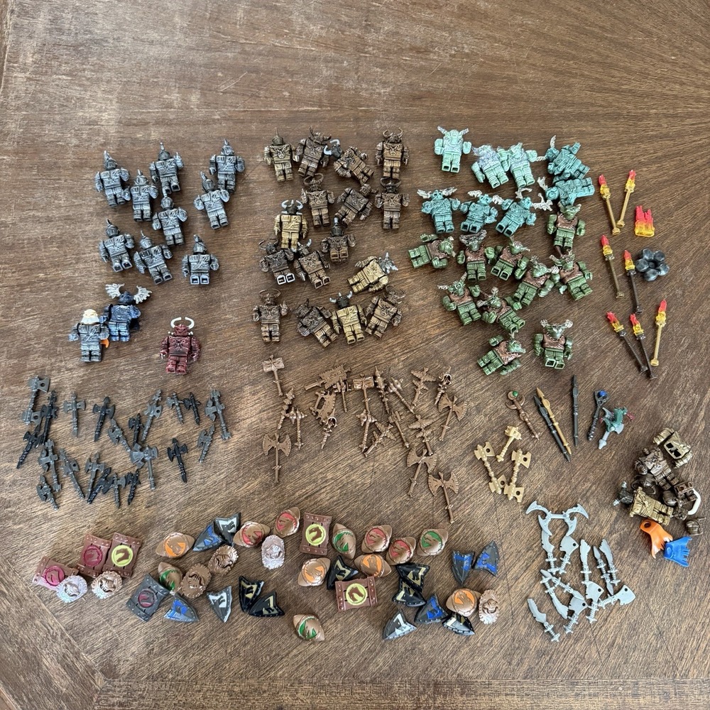 Mega Bloks Krystal Wars Knights Orcs Mini Figures Weapons Extras Huge Lot 175+